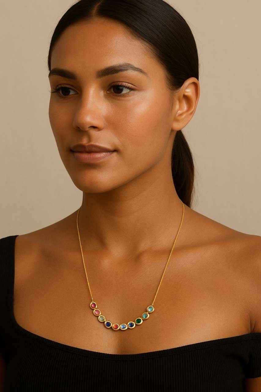 Stone necklace - gold plated